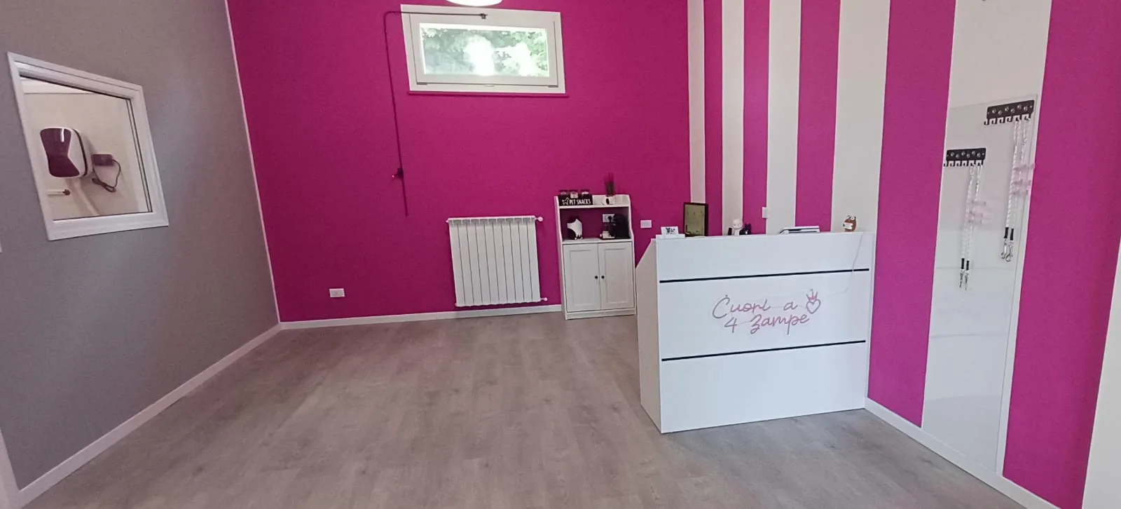 Reception del salone di toelettatura Cuori a 4 Zampe a Brugherio, vicino a Cernusco sul Naviglio